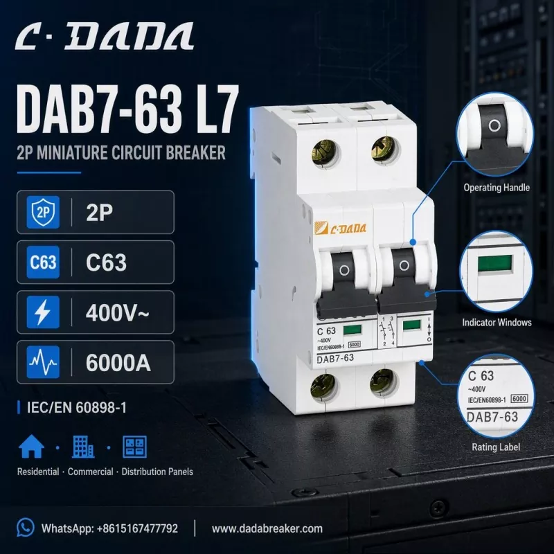 DAB7-63 L7 2P MCB - Մաքուր, կոմպակտ պաշտպանություն բաշխիչ վահանակների համար